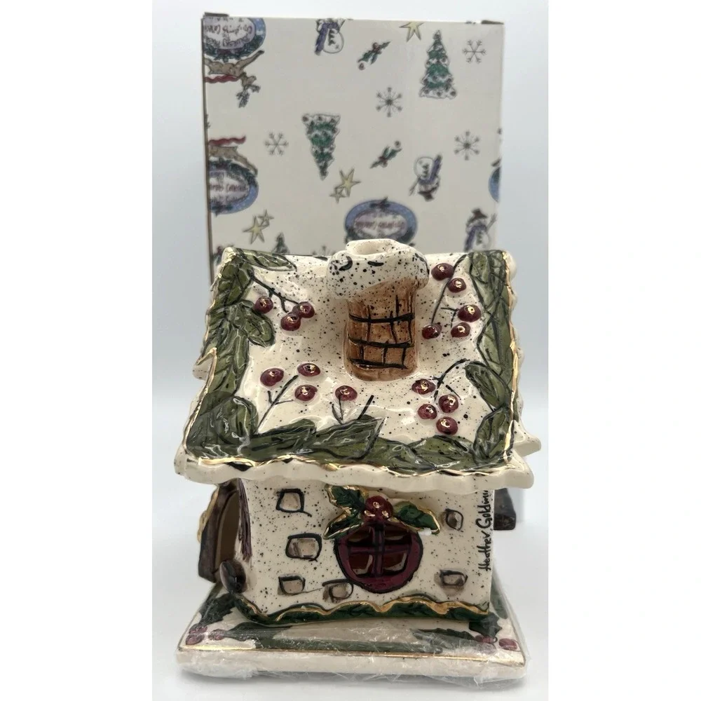 Blue Sky Clayworks Heather Goldminc - Holly Berry Cottage Tealight House New